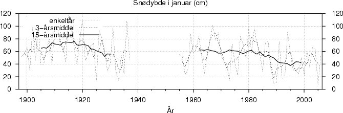 Snødybde i januar