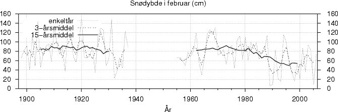 Snødybde i februar